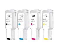JGHFReW Juego de Cartuchos de Tinta para DesignJet T730 T830 4 Colores 728 HP728 Tinta F9J68A F9J67A(300ML-MBK CMY)