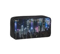 JGHHOUN Aerial Night of View Hong Kong Print - Estuche organizador de papelería de gran capacidad para hombres y mujeres