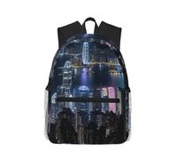 JGHHOUN Aerial Night Of View Hong Kong Print Mochila ligera informal cómoda unisex resistente al agua para viajes diarios