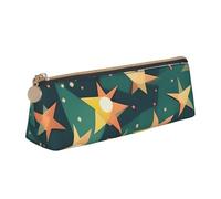 JGHHOUN Atomic Stars - Estuche de piel con cremallera para lápices, diseño retro de estrellas