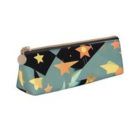 JGHHOUN Atomic Stars - Estuche de piel con cremallera para lápices, diseño retro de estrellas