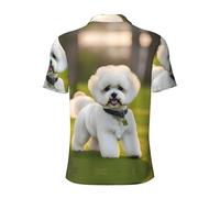 JGHHOUN Bichon Frise - Polo versátil con estampado de perro sobre la hierba, transpirable, cómodo, de manga corta, ropa casual de verano, Negro, M