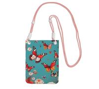 JGHHOUN Bolsa cruzada delgada con estampado de mariposas voladoras entre flores, ligera, impermeable, para uso diario, Pink, Talla única