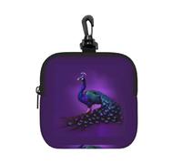 JGHHOUN Bolsa de almacenamiento cuadrada impermeable con estampado de pavo real morado para mujeres y hombres, bolsa organizadora de cosméticos