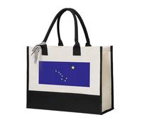 JGHHOUN Bolsa de lona con estampado de bandera del estado de Alaska para mujer, gran capacidad, regalo para playa, viajes, cumpleaños, día de la madre