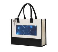 JGHHOUN Bolsa de lona con estampado de estrellas brillantes azules para mujer, gran capacidad, regalo para playa, viajes, cumpleaños, día de la madre