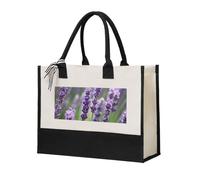 JGHHOUN Bolsa de lona de gran capacidad con estampado de flores y lavanda morada para mujer, regalo para playa, viajes, cumpleaños, día de la madre