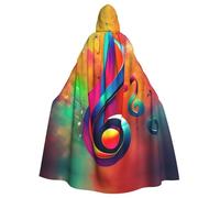 JGHHOUN Capa colorida con capucha con estampado de notas musicales para adultos, accesorio de disfraz de carnaval, cosplay, fiesta temática de vampiros