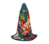 JGHHOUN Capa con capucha para adultos, con estampado de pollo, diseño de flores, corazón, para cosplay, carnaval, eventos al aire libre, viajes, familia