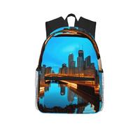 JGHHOUN Chicago Reflected Print - Mochila ligera e informal, cómoda, unisex, resistente al agua, para viajes diarios