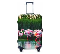 JGHHOUN Colorido y fabuloso estampado de flamencos, funda universal elástica para maleta, protector de equipaje, accesorio de viaje diario, Black, M, Equipaje de mano