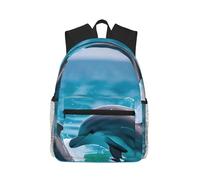 JGHHOUN Dolphins In The Sea - Mochila ligera e informal y cómoda, unisex, resistente al agua, para viajes diarios
