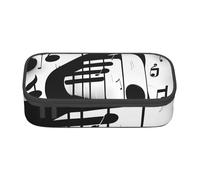 JGHHOUN Estuche de almacenamiento grande con diseño de notas musicales en blanco y negro para adolescentes, estudiantes, escuela, viajes, papelería esencial