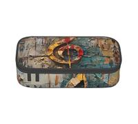 JGHHOUN Estuche de almacenamiento grande con diseño de notas musicales para adolescentes, estudiantes, escuela, viajes, papelería esencial