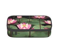 JGHHOUN Estuche de almacenamiento grande con estampado de flores de Lotu asiático para adolescentes, estudiantes, escuela, viajes, papelería esencial