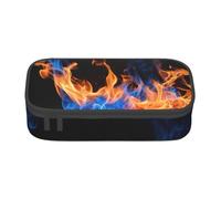 JGHHOUN Estuche de almacenamiento grande con estampado de llama azul para adolescentes, estudiantes, escuela, viajes, papelería esencial