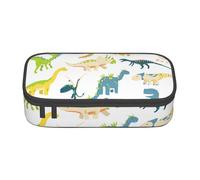 JGHHOUN Estuche de almacenamiento grande con imágenes de dinosaurios de dibujos animados para adolescentes, estudiantes, escuela, viajes, papelería esencial