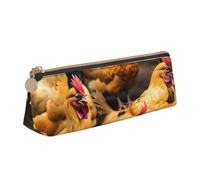 JGHHOUN Estuche de piel con cremallera para lápices, diseño de A Brood of Chickens