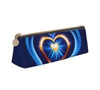 JGHHOUN Estuche de piel con cremallera para lápices, diseño de corazón, color azul cielo, para estudiantes, adolescentes