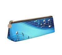 JGHHOUN Estuche de piel con cremallera para lápices, diseño de notas musicales, color azul cielo