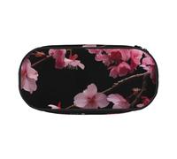 JGHHOUN Estuche para lápices con estampado de flores de cerezo japonés, espacioso, con cremallera, herramientas de maquillaje de alta capacidad, suministros de oficina, Black, Talla única, Organizador