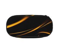 JGHHOUN Estuche para lápices con estampado de fondo negro y dorado, espacioso estuche con cremallera, herramientas de maquillaje de alta capacidad, suministros de oficina