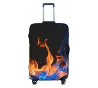 JGHHOUN Funda protectora universal elástica para maleta, con estampado de llamas azules, accesorio de viaje diario, Black, M, Equipaje de mano