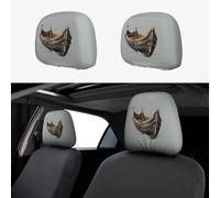 JGHHOUN Funda suave para reposacabezas de coche, diseño de barcos vikingos, 2 piezas, accesorios interiores, decoración de uso diario