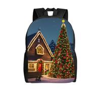 JGHHOUN Mochila impermeable unisex con estampado de pueblo de carnaval de Navidad, para uso diario, viajes, senderismo, camping, gimnasio