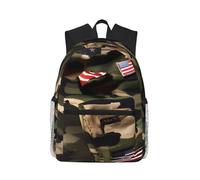 JGHHOUN Mochila ligera y cómoda con estampado de banderas americanas de camuflaje, unisex, resistente al agua, viajes diarios