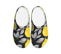 JGHHOUN Pantuflas de franela con estampado de frutas de limón, antibolitas, para interiores y exteriores, suela antideslizante, suave para el hogar