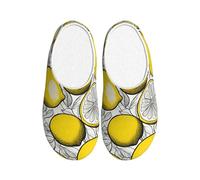 JGHHOUN Pantuflas de franela con estampado de frutas de limón, antibolitas, para interiores y exteriores, suela antideslizante, suave para el hogar