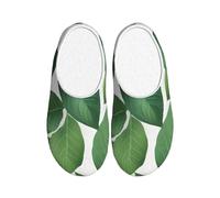 JGHHOUN Pantuflas de franela con estampado de hojas de hierbas, antibolitas, para interiores y exteriores, suela antideslizante de TPR, suave, calzado para el hogar