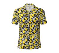 JGHHOUN Polo versátil con estampado de frutas de limón, transpirable, cómodo, de manga corta, ropa casual de verano, Negro, L