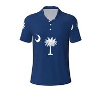 JGHHOUN Polo versátil con estampado de la bandera de Carolina del Sur, transpirable, cómodo, de manga corta, informal, ropa de verano, Negro, 4XL