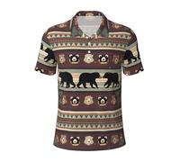 JGHHOUN Polo versátil con estampado de oso, transpirable, cómodo, de manga corta, informal, ropa de verano, Negro, XL