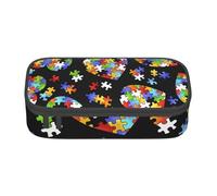 JGHHOUN Rompecabezas de concienciación sobre el autismo con estampado de corazón para adolescentes, estuche de almacenamiento grande para estudiantes, escuela, viajes, papelería esencial