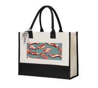 JGHHOUN Streaky Bacon - Bolsa de lona para mujer, gran capacidad, regalo para playa, viajes, cumpleaños, día de la madre