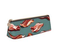 JGHHOUN Streaky Bacon - Estuche de piel con cremallera para lápices, diseño de tocino