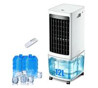 JGJSQYY Aire Acondicionado Portátil 12 L, Enfriador de Aire sin Tubo 65W, 3 Modos 3 Velocidades, Climatizador Evaporativo Silencioso 4 en 1, Temporizador de 0-7.5 H, Control Remoto para Hogar Oficina