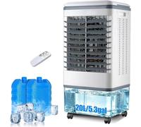 JGJSQYY Climatizador Evaporativo Portátil 3 en 1 Frío Calor - Enfriador de Aire, Calefactor 2000m³/H, Humidificador y Purificador, Depósito 20L, 3 Velocidades, Temporizador y Mando