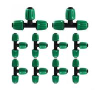 JGmotorfi Conectores en T de riego de jardín de 16 mm, accesorios de codo de 3 vías para sistema de goteo de tuberías de 1/2 pulgada, adaptadores de púas de plástico, paquete de 10