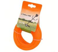JGmotorfi Línea de corte de hilo de nylon de corte cuadrado de 2.7 mm de longitud 15M para equipos de corte de césped comercial (redondo naranja)
