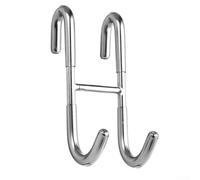 JGmotorfi Toallero de ducha de acero inoxidable sobre puerta de cristal con agarres de silicona y ganchos en forma de S para colgar toallas, albornoces, escobillas de ducha y accesorios (plateado)