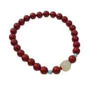 JgYiAngBq Pulsera de cuentas Buda cinabrio, pulsera Mala sándalo rojo 6/8mm for hombres y mujeres, hecha a mano