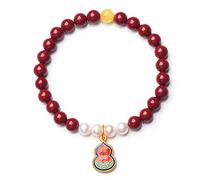 JgYiAngBq Pulsera Feng Shui, pulsera de cinabrio Feng Shui, colgante de calabaza perlada, amuletos de la suerte for mujeres, pulsera de chakras de cristal, for atraer riqueza y dinero.(8mm)