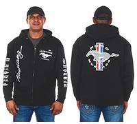 Jh Design Ford Mustang Sudaderas con Capucha para Hombre en 5 Estilos y Cremallera Completa - Negro - Large