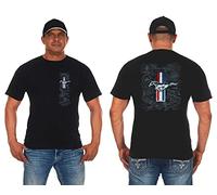 JH Design Group Camiseta para Hombre Ford Mustang Tri-Bar Pony Desgastado Collage - Negro - XX-Large