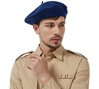 JH JOEJERRY Boina francesa de lana para hombres y mujeres, color sólido, estilo militar, unisex, talla grande, Azul marino, 7 1/4/7 1/2
