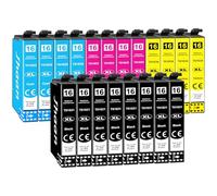 Jhaan 16XL Cartuchos de Tinta para Epson 16 XL Compatible con Epson Workforce WF-2630 WF-2010 WF-2510 WF-2750 WF-2760 WF-2520 WF-2530 WF-2540 WF-2650 WF-2660 (8 Negro, 4 Amarillo, 4 Magenta, 4 Cian)